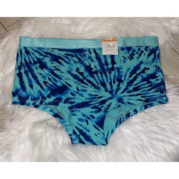 Jenni Boyshorts Panties Tie Dye Cotton Blend Womens S Small Teal Blue Green - Picture 1 of 4